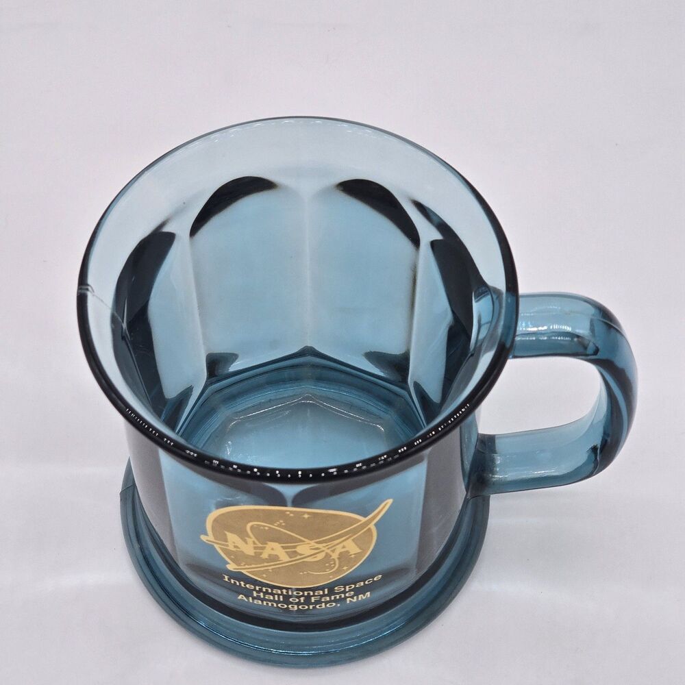 Vintage NASA International Space Hall of Fame Blue Glass Coffee Mug - Picture 3 of 4